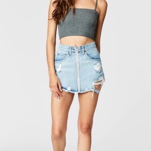 NWOT (🏷️Fell Off) Carmar BEATRICE Light Wash Distressed Mini Skirt